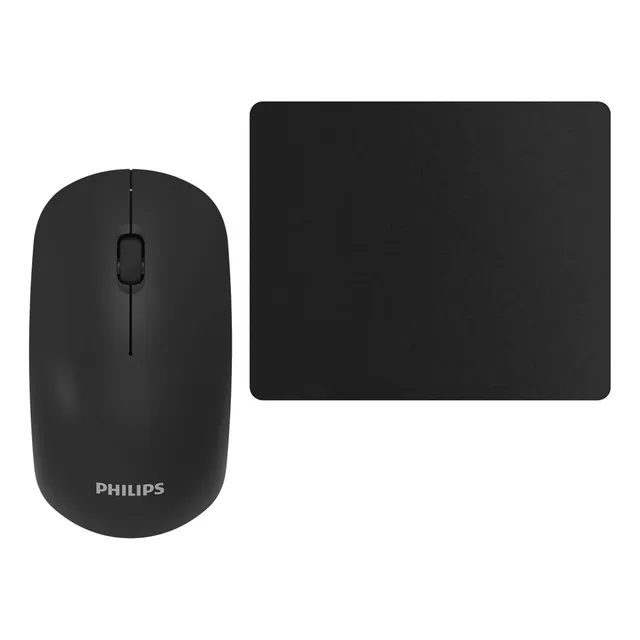 Kit Mouse Philips + Pad - Inalambrico Usb Silencioso Pc
