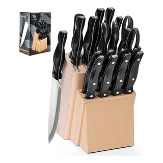 Jogo De Facas Com Suporte Bloco E 19 Peças Aço Inox Jogo De Facas Com Suporte Bloco E 19 Peças Aço Inox