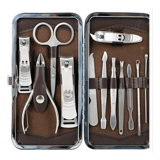 Set Manicura Pedicura 12 Piezas de Acero Inoxidable en Estuche