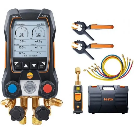 Manifold bluetooth con pinzas vacio y mangueras Testo 0564 5572