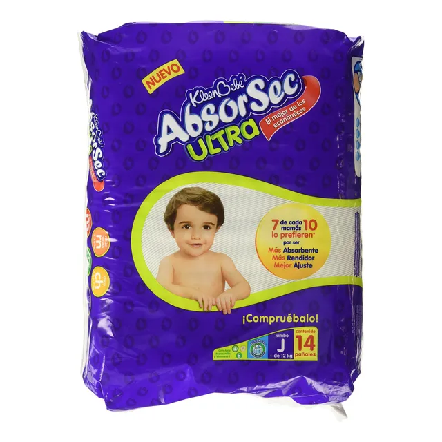 Kleenbebé Absorsec Ultra Pañal Talla J, Paquete Con 14