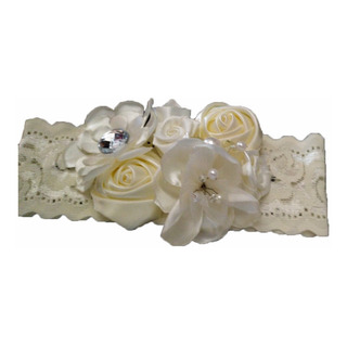 Bandita Vincha Bebé Ivory Bautizo Flores Ceremonia Bandita Vincha Bebé Ivory Bautizo Flores Ceremonia