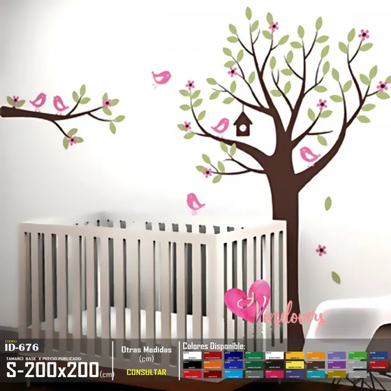 Vinilos Decorativos Arbol Con Casa De Pajaritos Stickers