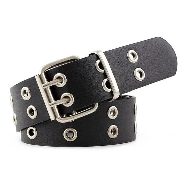 Cinturón Blanco Doble Ojal Grunge Punk Rock Unisex