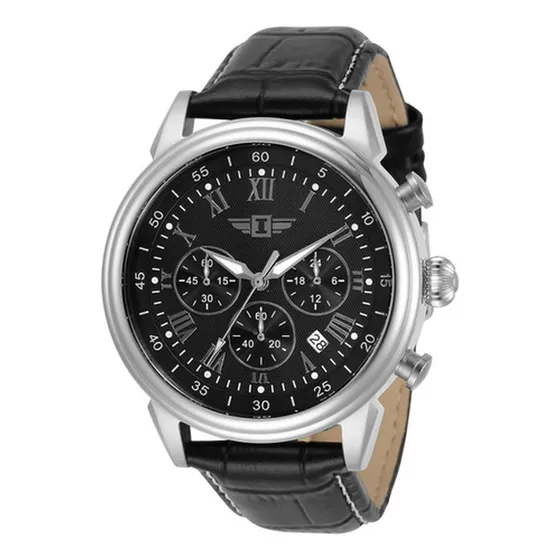 Reloj Invicta Cronógrafo Negro 44mm Con Correa De Cuero Negr