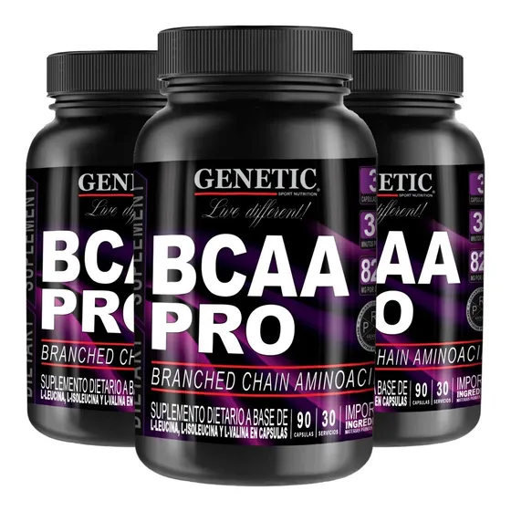 3 Aminoacidos Bcaa 90 Capsulas Genetic Recuperacion Muscular