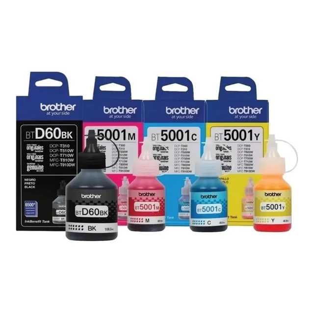 Pack De 4 Tintas Brother Bt 5001/ Bt6001 Original Bk M C Y