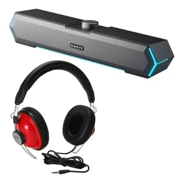 Barra De Sonido Gamer + Auricular Vicha Retro Promo Pack