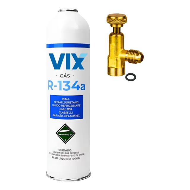Refil Gás R134a 750g + Válvula Perfurada Ar Cond Automotivo