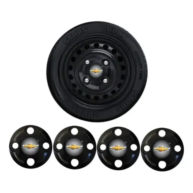 Kit Calotas Centrais Roda Carro Aro 13 14 15 Para Chevrolet
