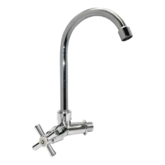 Grifo De Pared Monomando Para Fregadero Cuello Curvo