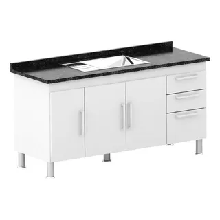 BalcĂŁo Gabinete Para Pia De Cozinha 1,50 - Branco/preto BalcĂŁo Gabinete Para Pia De Cozinha 1,50 - Branco/preto