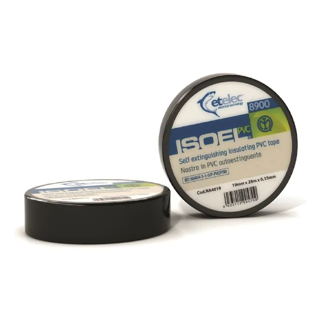 Etelec Cinta Aislante 25m X 19mm Color Negro Pack 10 Und