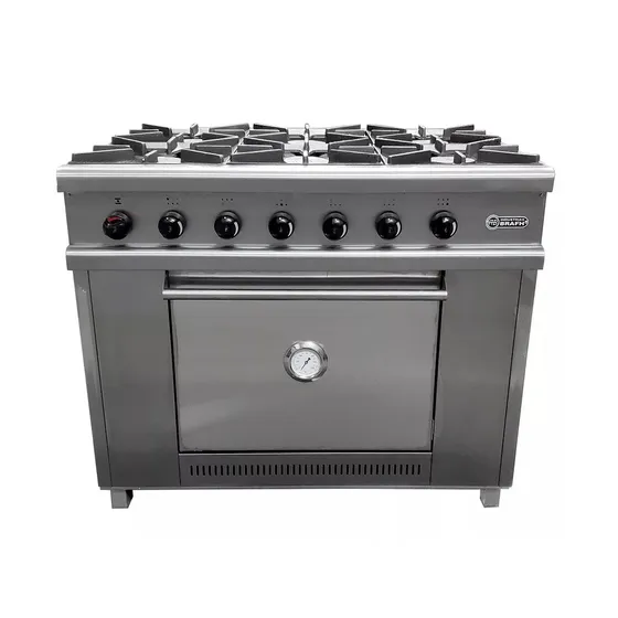 Cocina Industrial Brafh 1045 Acero Inox A Gas 6 Hornallas C