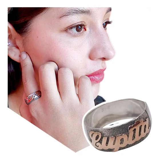 Anillo Plata Nombre Lupita En Oro Sólido 10 Kilates