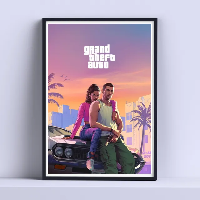 Cuadro Gta Vi Lucía Y Jason Portada 30x40cm Listo P Colgar