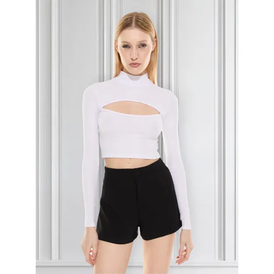 Remera Top Manga Larga Abertura En El Pecho Mujer Bonanza