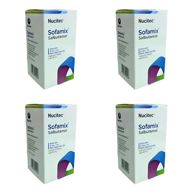 Salbutamol Solución Para Nebulizar, Sofamix Pack 4 Pzas