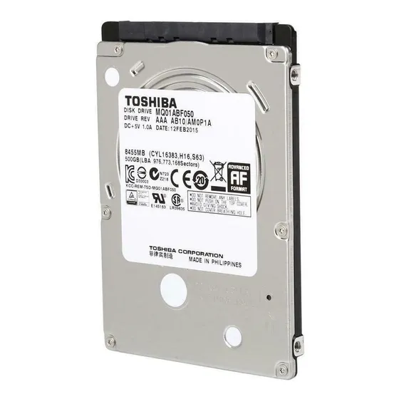 interno Toshiba MQ01ABF Series MQ01ABF050 500GB prata e preto