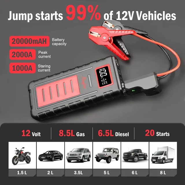 Arrancador Portátil Para Automóvil Hasta 8 Litros