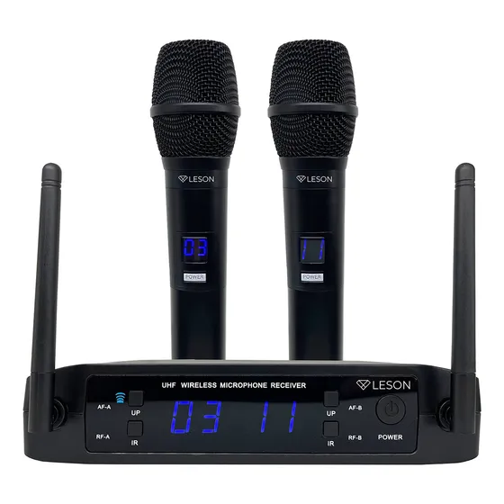 Microfone Duplo Sem Fio Digital 32 Frequências Ls916 Leson Cor Preto