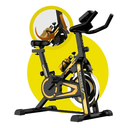 Bicicleta Ergométrica Spinning Roda Inércia 13kg Carga 150 Kg Mecanica Academia Fitness Love Home Profissional Amarelo 127/220v