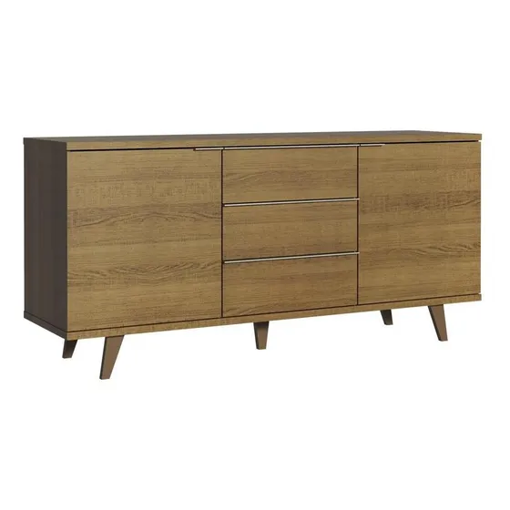 Buffet Aparador Madesa 3 Gavetas E 2 Portas Com Pés Cor Rustic 70145Z3