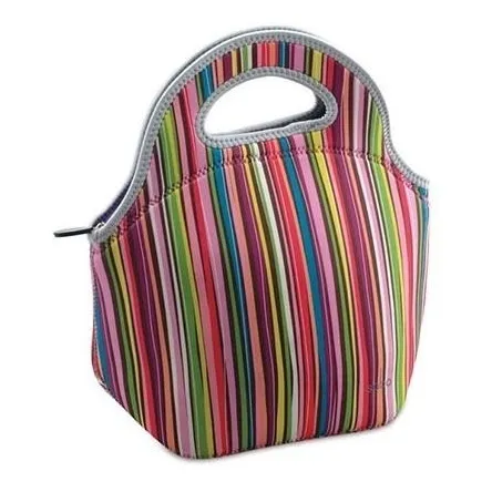 Vianda Lonchera Termica Saba De Neopreno En Rayas De Colores