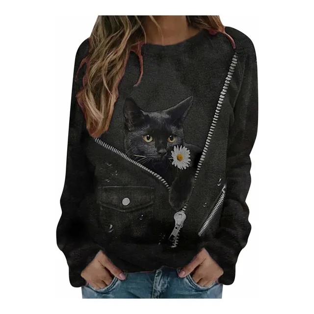 Tunica Verano Mujer Moda Casual Manga Larga Impresa O-cuello