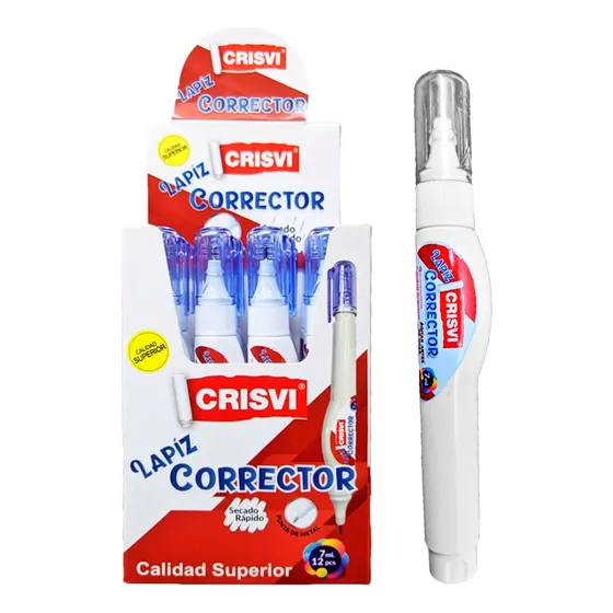 Corrector Liquido Tipo Lapiz Crisvi Caja X 12 Und 7ml