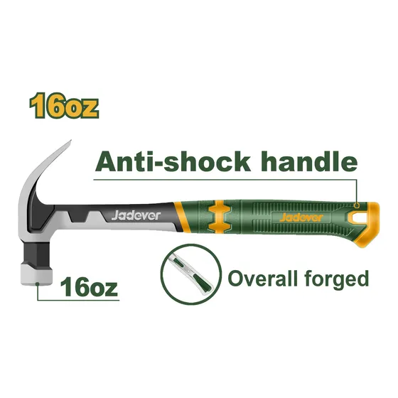 Martillo Acero Forjado 16oz /450g Mango Anti Golpe Jadever