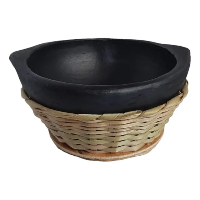 Cazuela Barro Negro Canasto Artesanal 18 Cm Plato Hondo