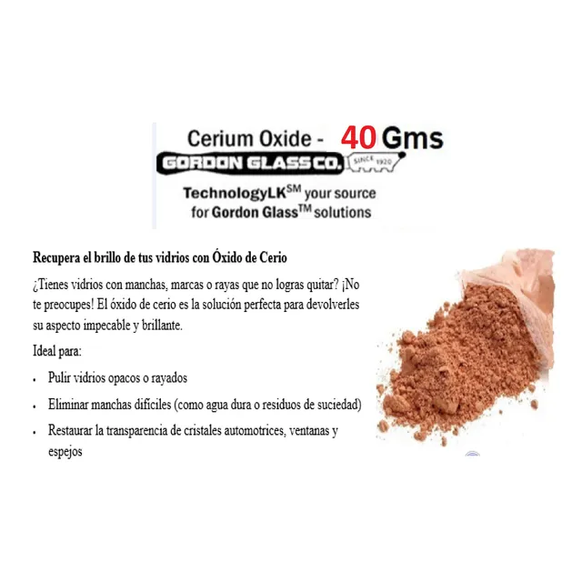 Oxido De Cerio Para Pulir Vidrios 40 Gm, Precio Detal/mayor