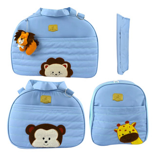 Kit 4 Bolsas SaĂda Maternidade Mochila SafĂĄri Zoo Bordado Kit 4 Bolsas SaĂda Maternidade Mochila SafĂĄri Zoo Bordado