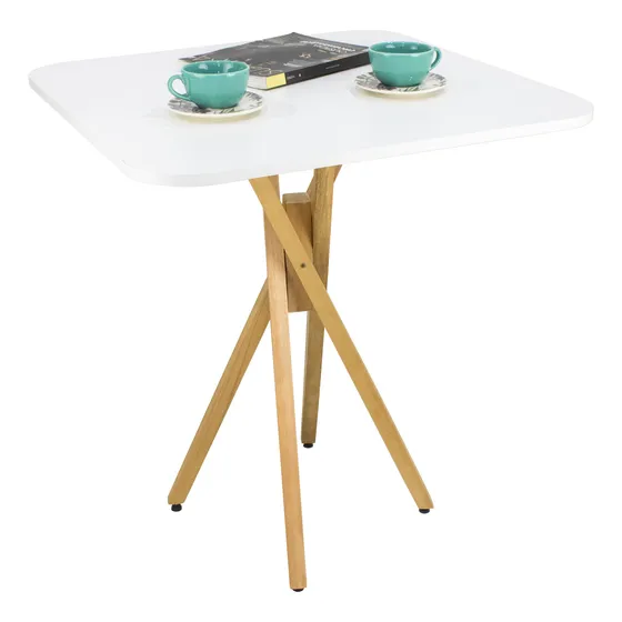 Mesa 80cm Quadrada Mdf Para Sala Estar Cozinha Pé De Madeira