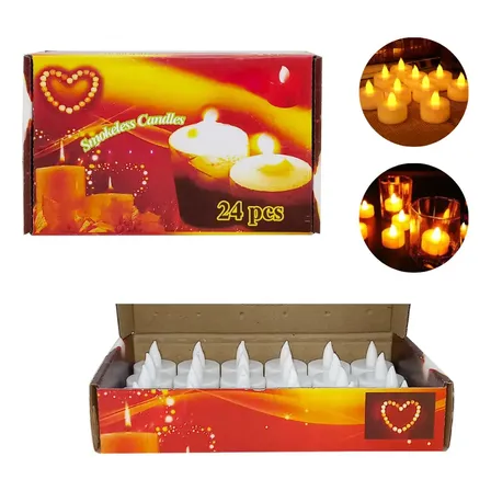 Conjunto De 24 Mini Vela Led Eletrônica Artificial Decoração Amarelo Lisa