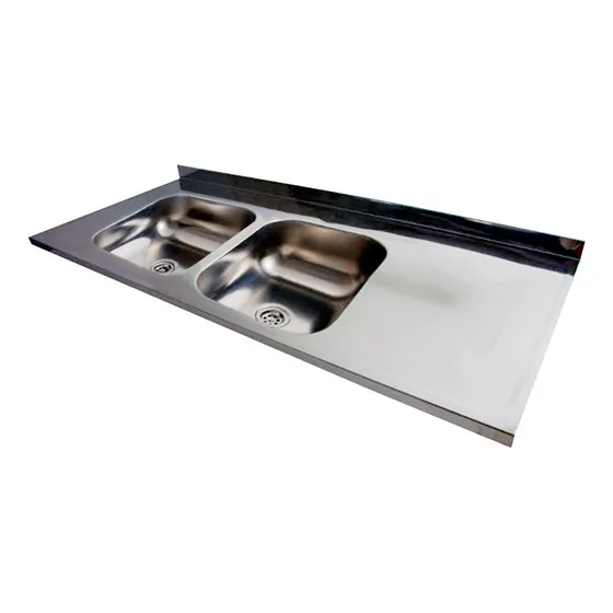 Mesada C/ Pileta Doble 120cm Dhinox Dh56 Acero Inox Respaldo