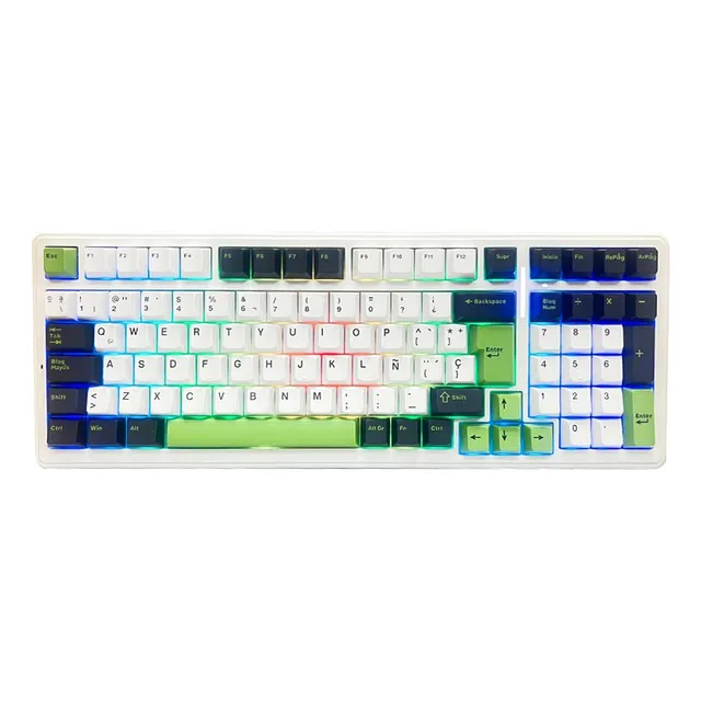 Teclado Mecanico Gamer Aula F99 Rgb W/b/g Español Grey Switc