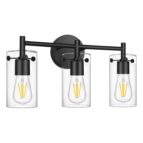Lampara Aplique Led Negra Lujo 3xe27 Baño/sala/comedor Usa