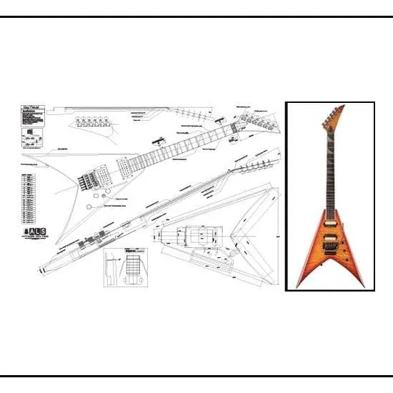 Plan De Jackson King V Guitarra Eléctrica - Impresión A Esca