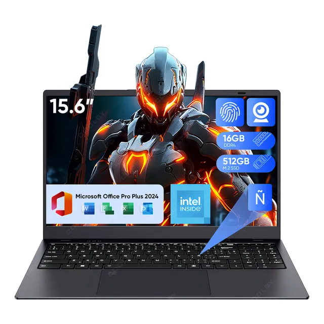 Laptop Coolby 15.6' Intel Celeron Núcleos DDR4 16gb Ram 512gb Ssd 1920x1080px Windows 11 Pro Con teclado español Las últimas Notebook Portátiles En 2025 Color Gris