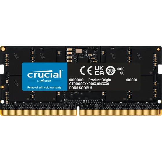 Memória Ram Para Notebook 16gb Ddr5 4800mhz Cl40 Sodimm Crucial Ct16g48c40s5 Preto