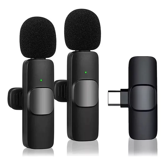 Microfone Lapela Sem Fio Duplo Usb Para Gravar Live Vídeos 