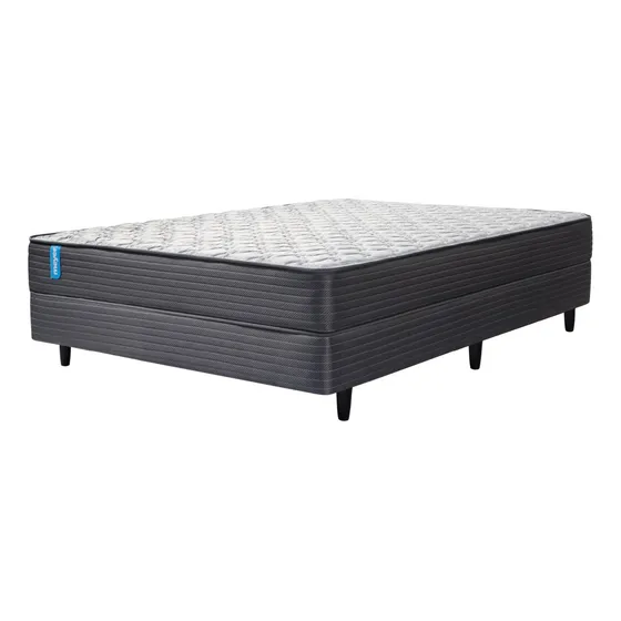 Sommier Y Colchon 2 Plazas (140x190) Meyer Sleep Resorte Color Gris