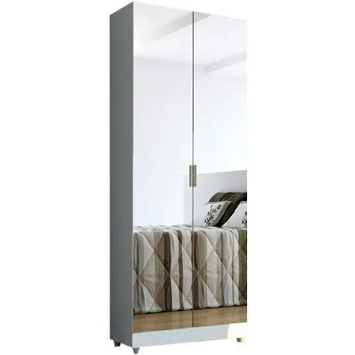 Ropero Multiuso Con Espejos 2 Puertas - Biblioteca Zapatera Color Blanco