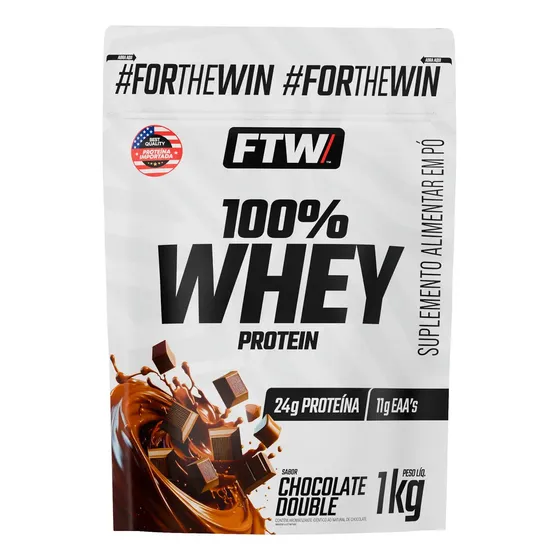 Suplemento Whey Protein 100% Concentrado Refil 1kg Sabor Chocolate Double FTW