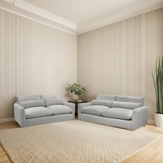 Sala Color Gris Claro De 2 Sillones Estilo Clasico