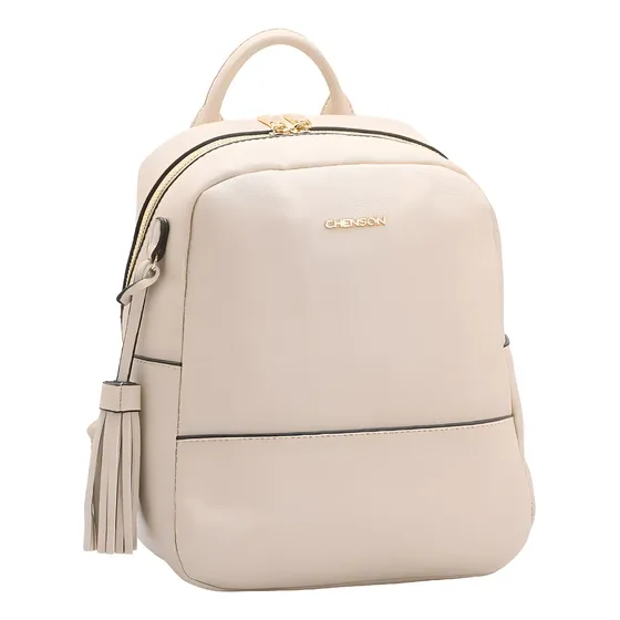 Mochila Feminina Chenson Classica Moderna Fashion Cor Bege Desenho Do Tecido Lisa