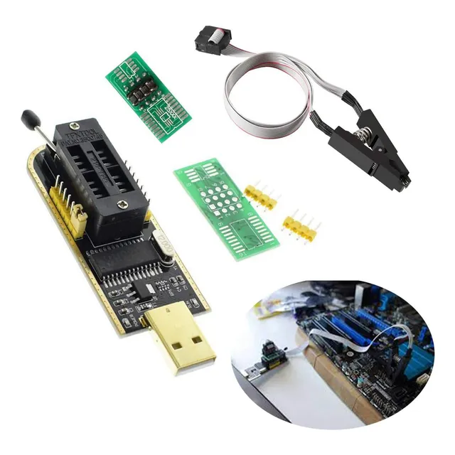 Set Programador Usb Ch341a Soic8 Sop8 Flash Eeprom Bios
