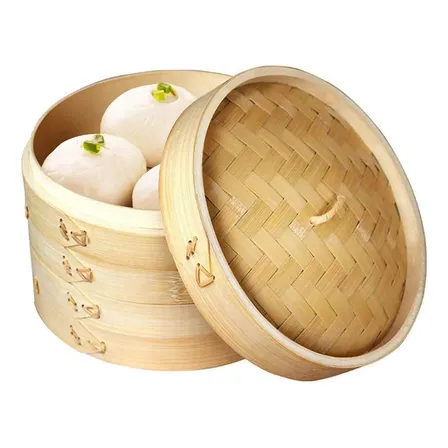Panela Vaporeira Bambu Oriental 15 Cm Legumes Cesto Vapor Natural